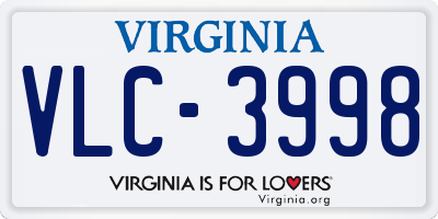 VA license plate VLC3998