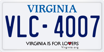 VA license plate VLC4007