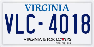 VA license plate VLC4018