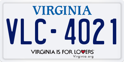 VA license plate VLC4021