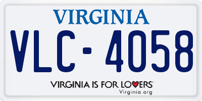 VA license plate VLC4058