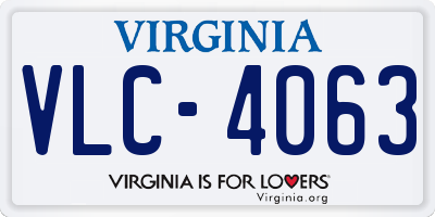 VA license plate VLC4063