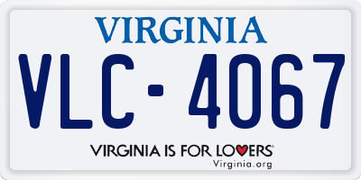 VA license plate VLC4067
