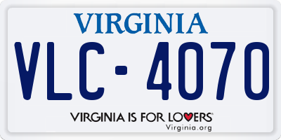 VA license plate VLC4070