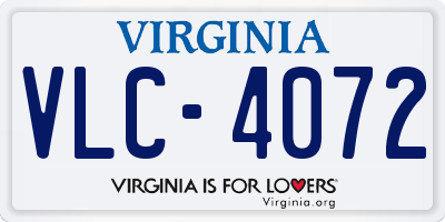 VA license plate VLC4072