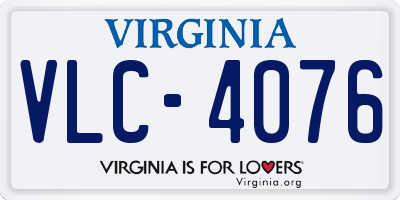 VA license plate VLC4076