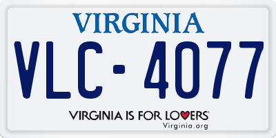VA license plate VLC4077