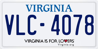 VA license plate VLC4078