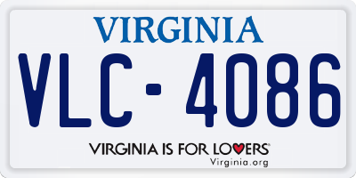 VA license plate VLC4086