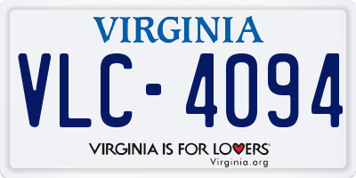 VA license plate VLC4094