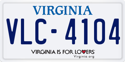 VA license plate VLC4104