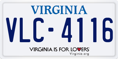 VA license plate VLC4116