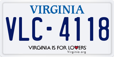 VA license plate VLC4118