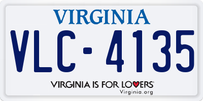 VA license plate VLC4135