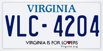 VA license plate VLC4204