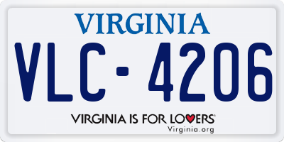 VA license plate VLC4206