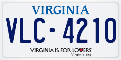 VA license plate VLC4210