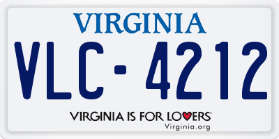 VA license plate VLC4212