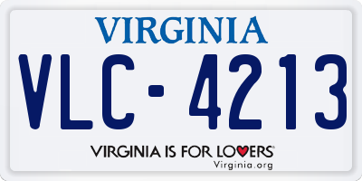 VA license plate VLC4213