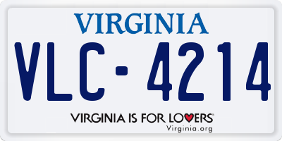 VA license plate VLC4214
