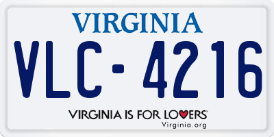 VA license plate VLC4216