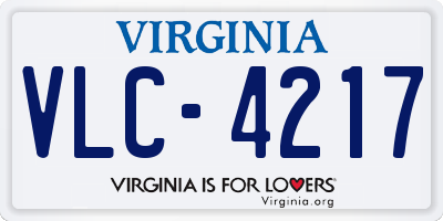 VA license plate VLC4217