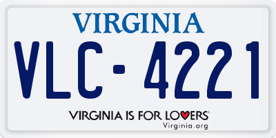 VA license plate VLC4221