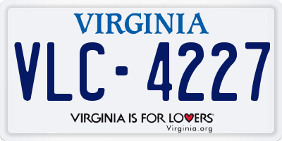 VA license plate VLC4227