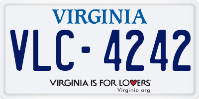 VA license plate VLC4242