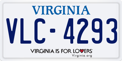 VA license plate VLC4293