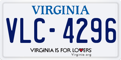 VA license plate VLC4296