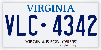 VA license plate VLC4342