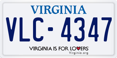 VA license plate VLC4347