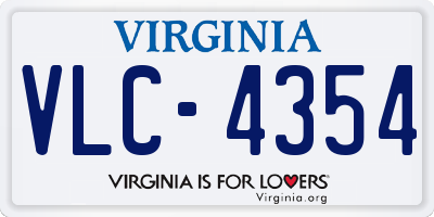 VA license plate VLC4354