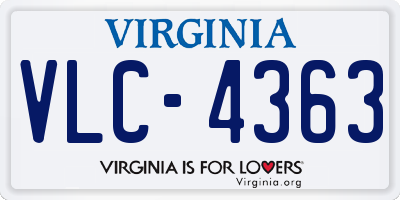VA license plate VLC4363
