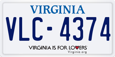 VA license plate VLC4374
