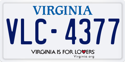 VA license plate VLC4377