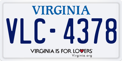 VA license plate VLC4378