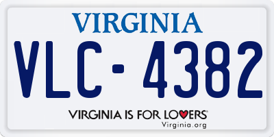 VA license plate VLC4382