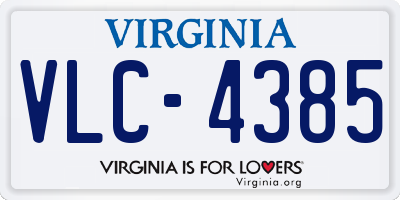 VA license plate VLC4385