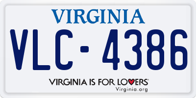 VA license plate VLC4386