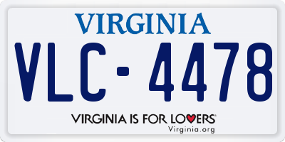 VA license plate VLC4478