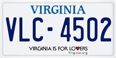 VA license plate VLC4502