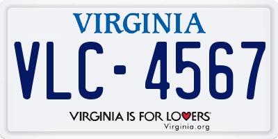 VA license plate VLC4567