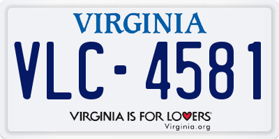 VA license plate VLC4581
