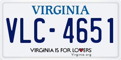 VA license plate VLC4651