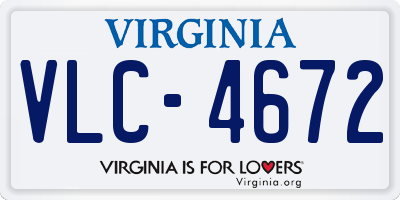 VA license plate VLC4672