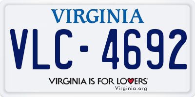VA license plate VLC4692