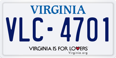 VA license plate VLC4701