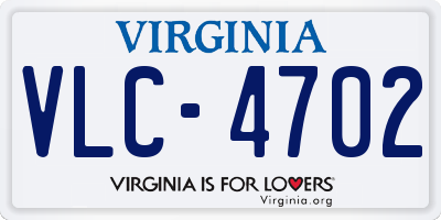 VA license plate VLC4702